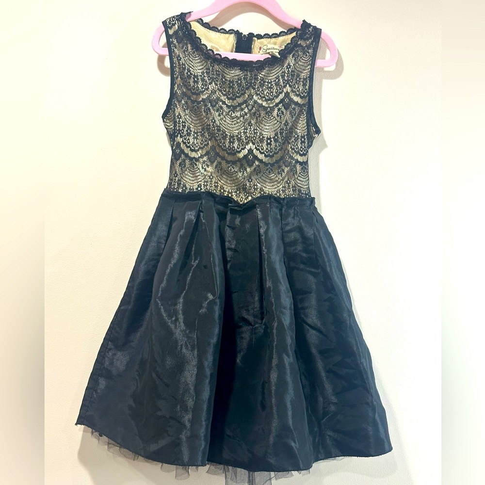 Speechless Black and Cream Lace Kids Dress